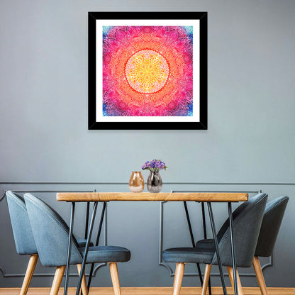 Watercolor Lace Mandala in Pink and Gold Wall Art