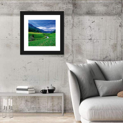 Snow-capped Peaks and Floral Meadow Wall Art