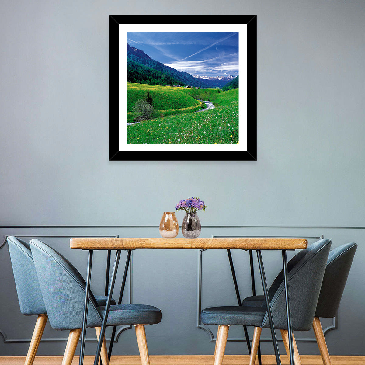 Snow-capped Peaks and Floral Meadow Wall Art