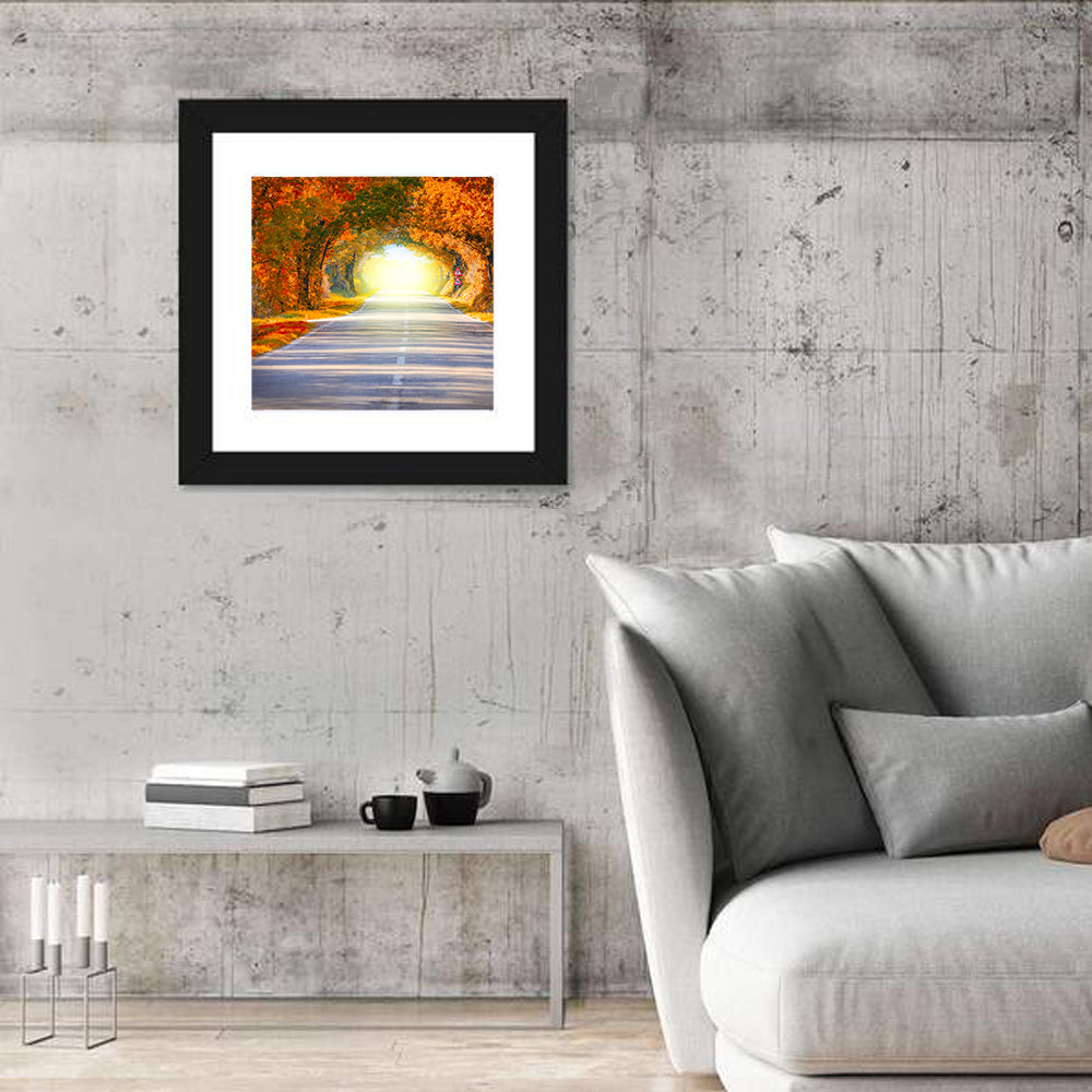 Golden Autumn Tree Tunnel Wall Art