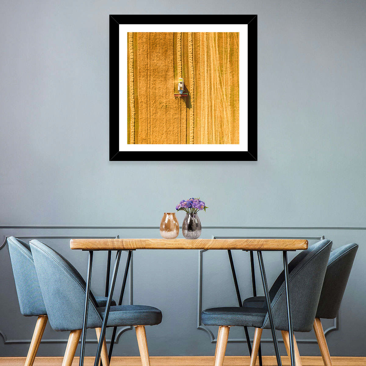 Aerial Wheat Harvest Wall Art