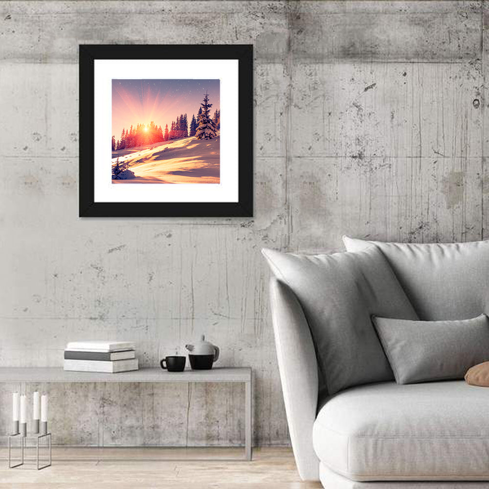 Winter Mountains Sunrise Wall Art