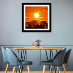 Burning Sun Over Tree Silhouettes Wall Art