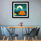 Moonlit Campfire Landscape Wall Art