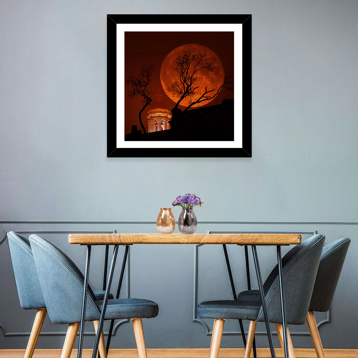 Haunted Supermoon Over Church Spire Wall Art