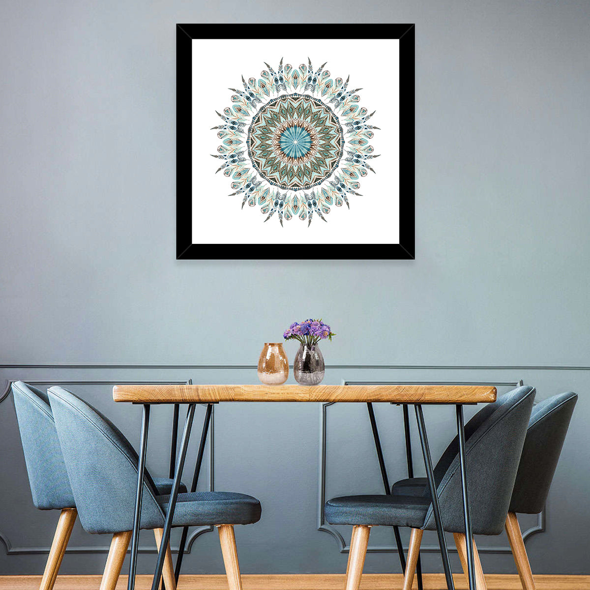 Layered Feather Mandala Wall Art