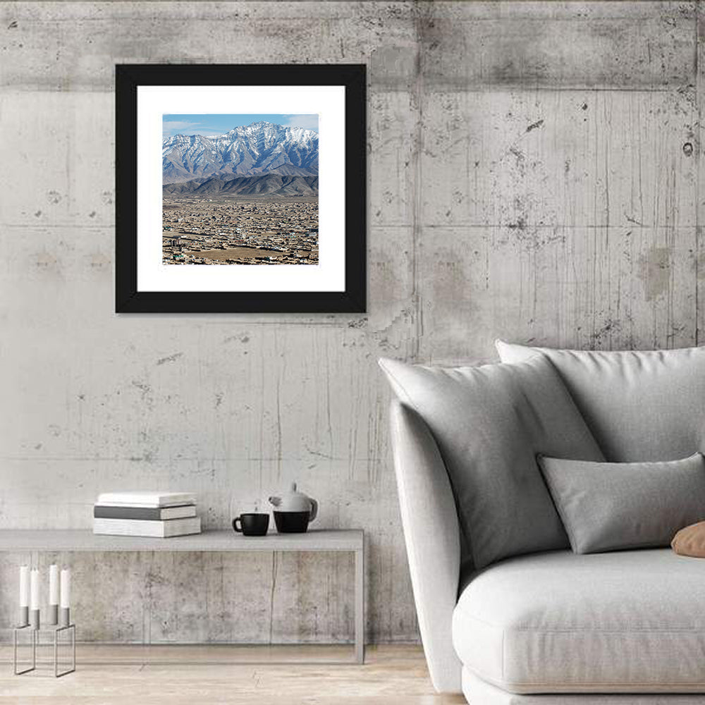 Kabul from Above with Snow-capped Mountains Wall Art