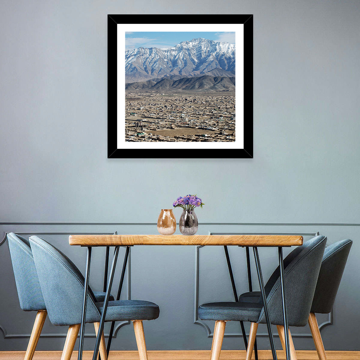 Kabul from Above with Snow-capped Mountains Wall Art