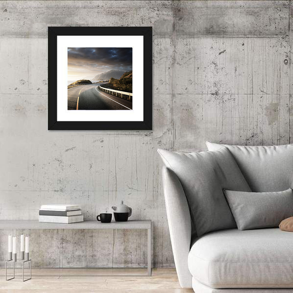 Golden Sunrise Coastal Road Wall Art