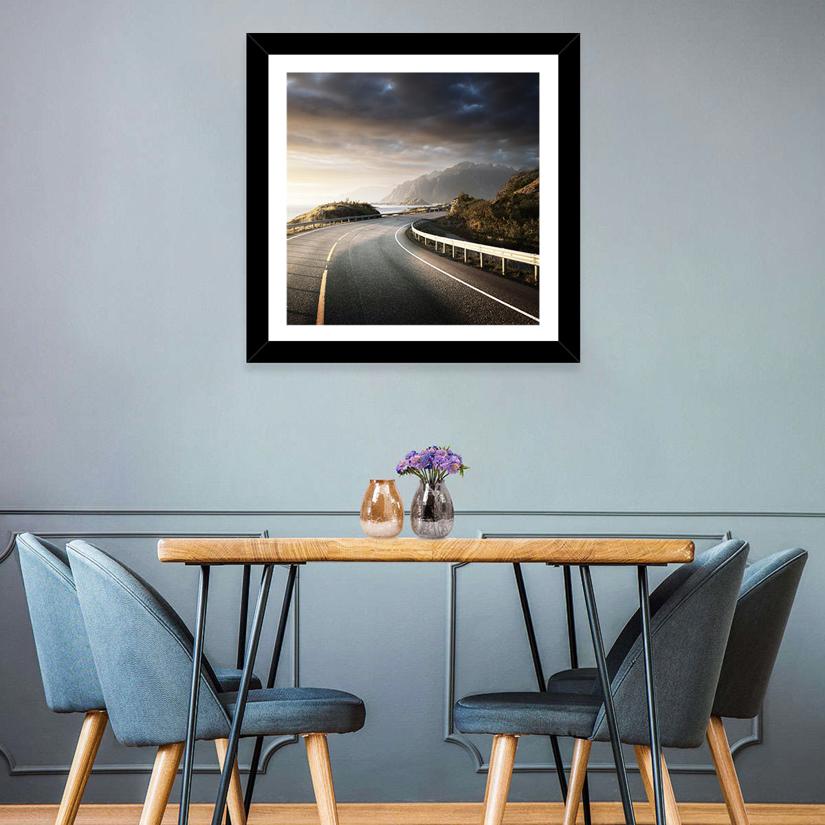 Golden Sunrise Coastal Road Wall Art