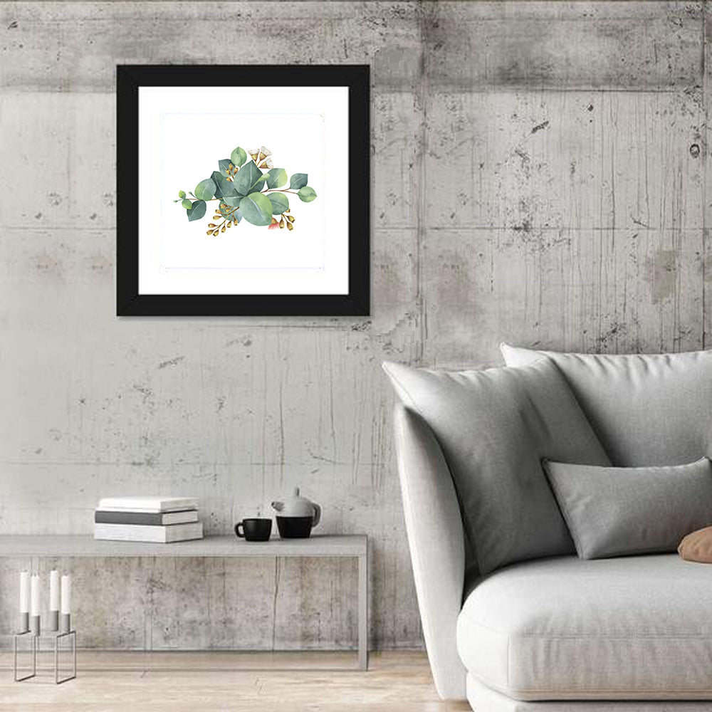 Eucalyptus Leaves with Pink Blossom Wall Art