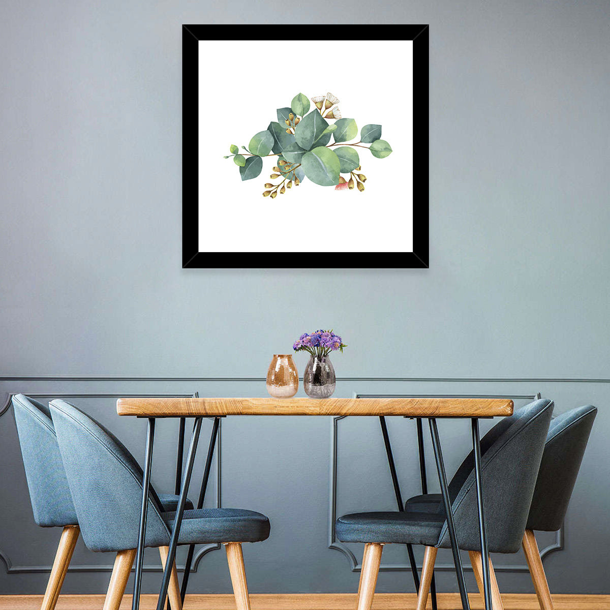 Eucalyptus Leaves with Pink Blossom Wall Art