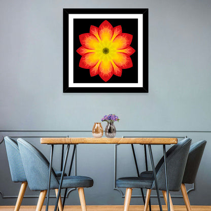 Red Yellow Mandala Flower Pattern Wall Art