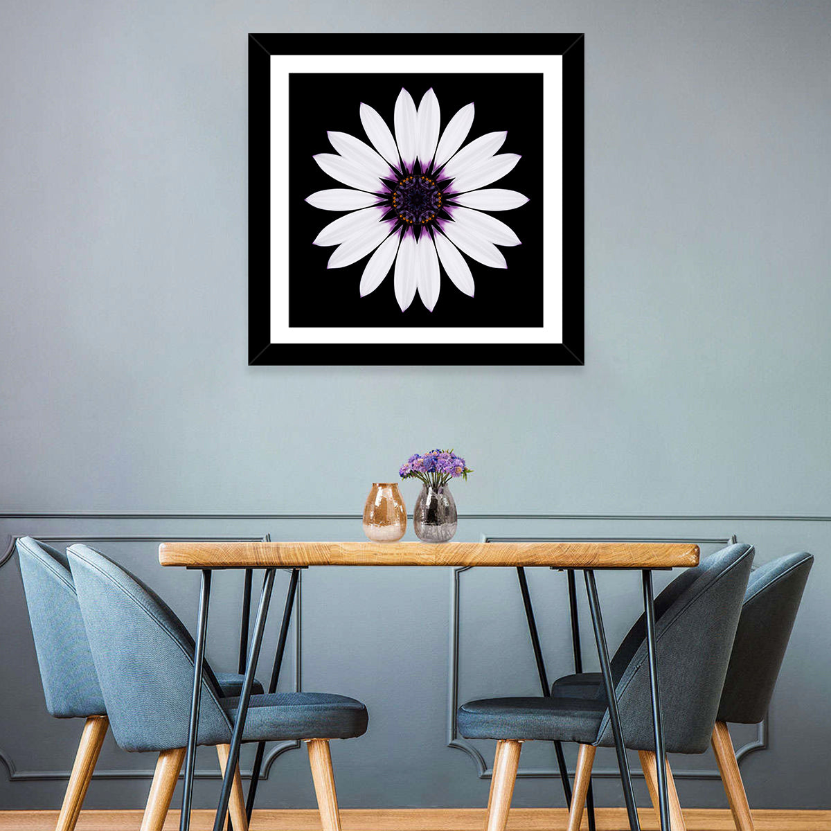 White Mandala Flower Wall Art