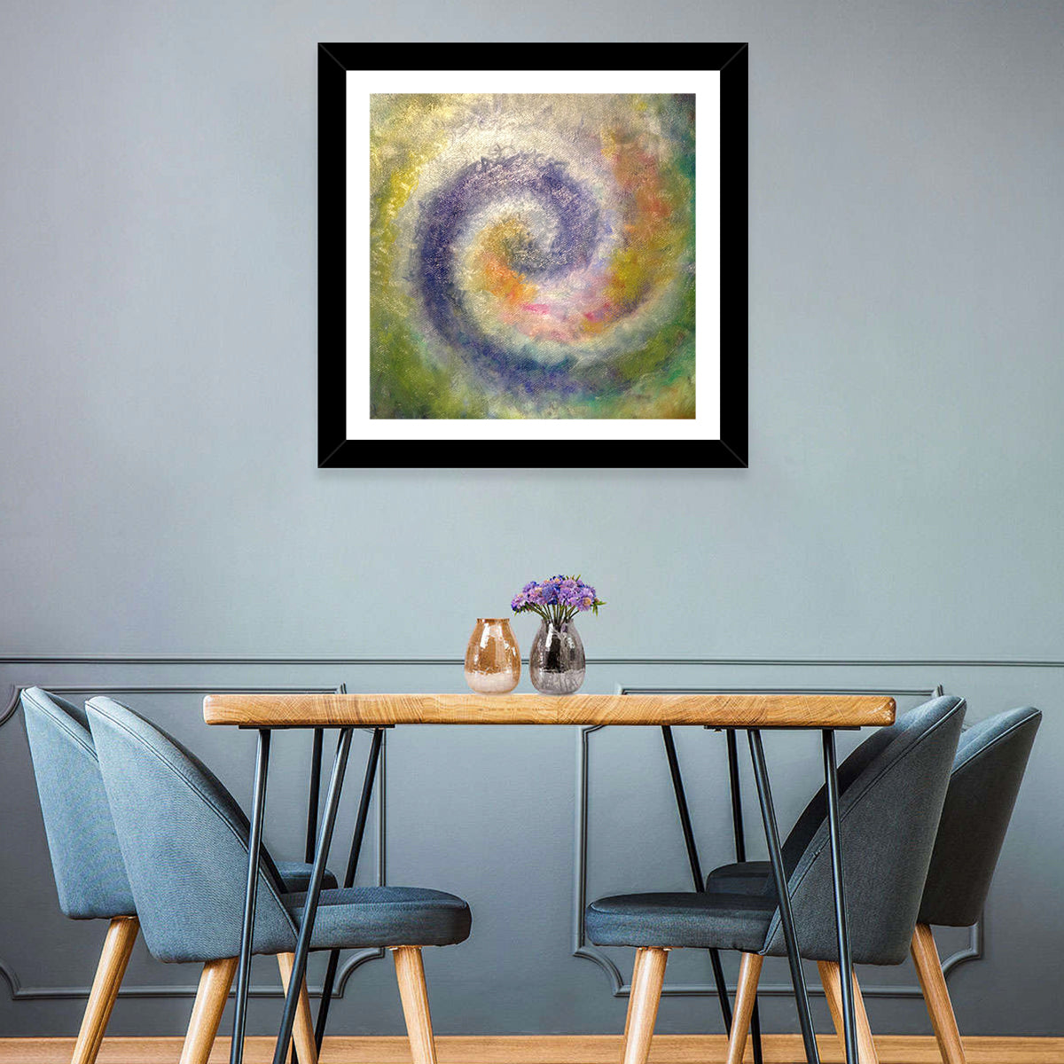 Spiral Golden Ratio Wall Art in a room, square