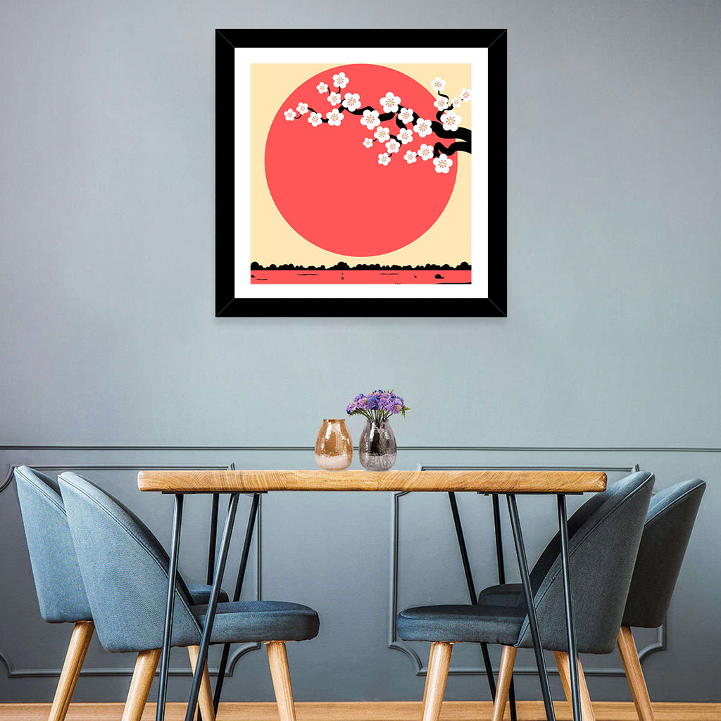 Cherry Blossom with Red Sun Wall Art