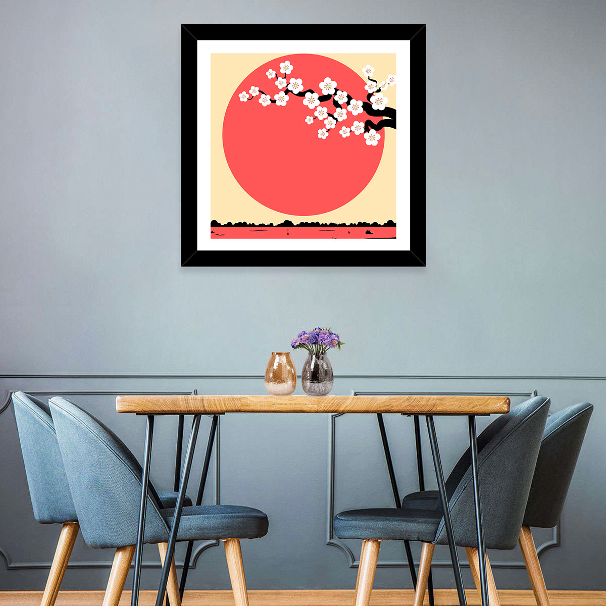 Cherry Blossom with Red Sun Wall Art