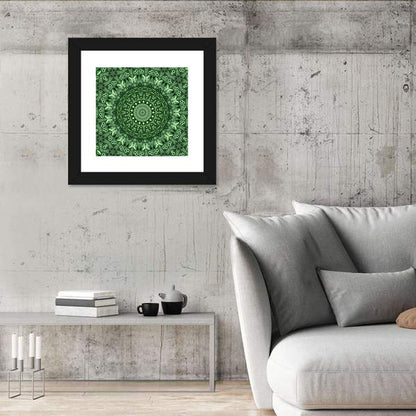 Green Botanical Kaleidoscope Mandala Wall Art