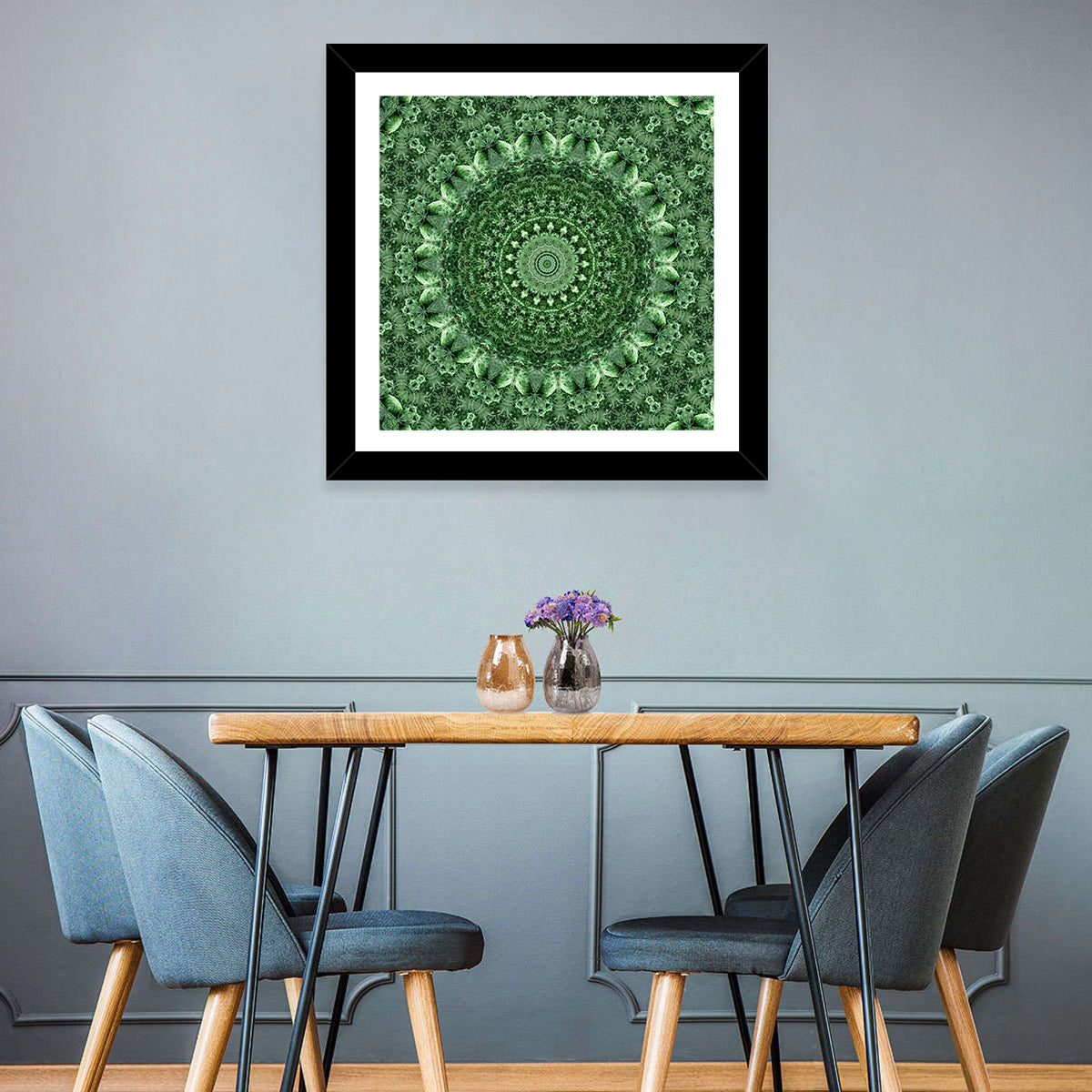 Green Botanical Kaleidoscope Mandala Wall Art