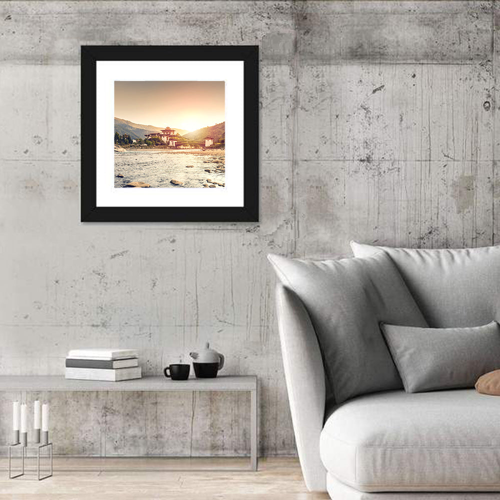 Punakha Dzong at Golden Hour Wall Art