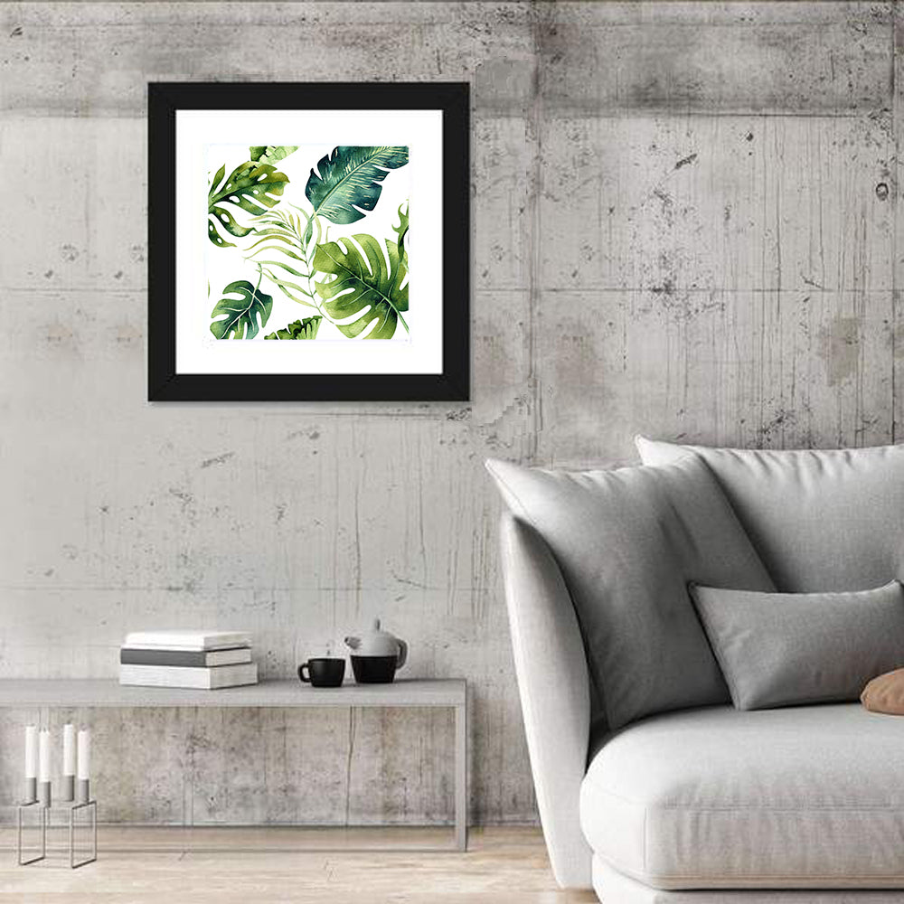 Green Watercolor Leaves Wall Art