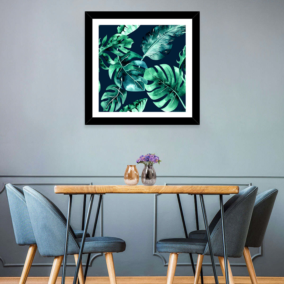 Tropical Watercolor Leaf Pattern Wall Art