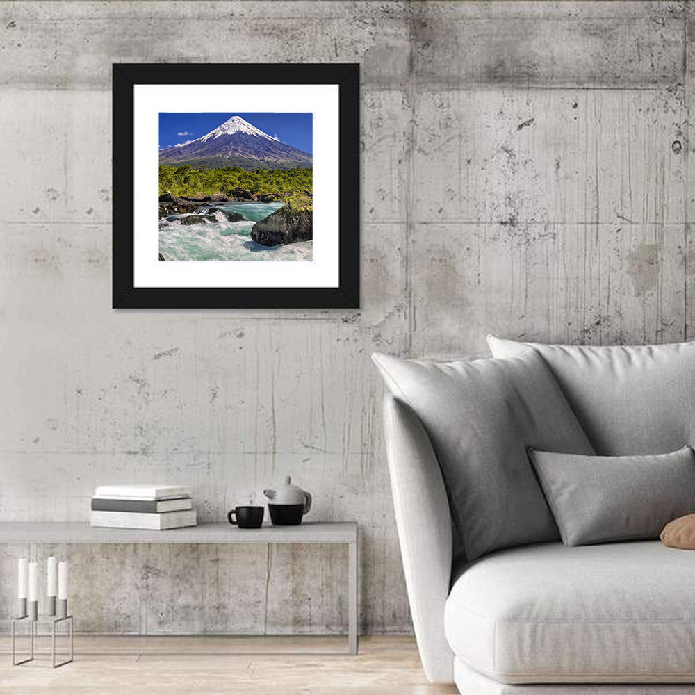 Osorno Volcano Over Petrohue Rapids Wall Art