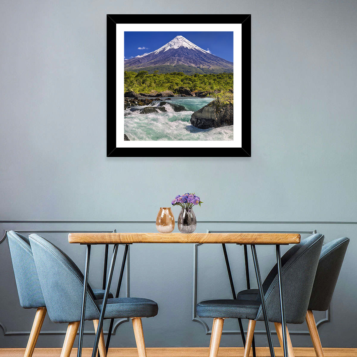 Osorno Volcano Over Petrohue Rapids Wall Art