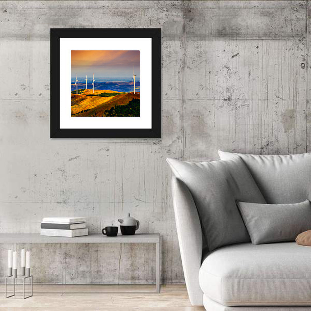 Golden Hour Wind Turbines Wall Art