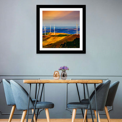 Golden Hour Wind Turbines Wall Art