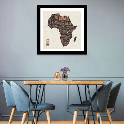 Typographic Africa Map with Country Names Wall Art
