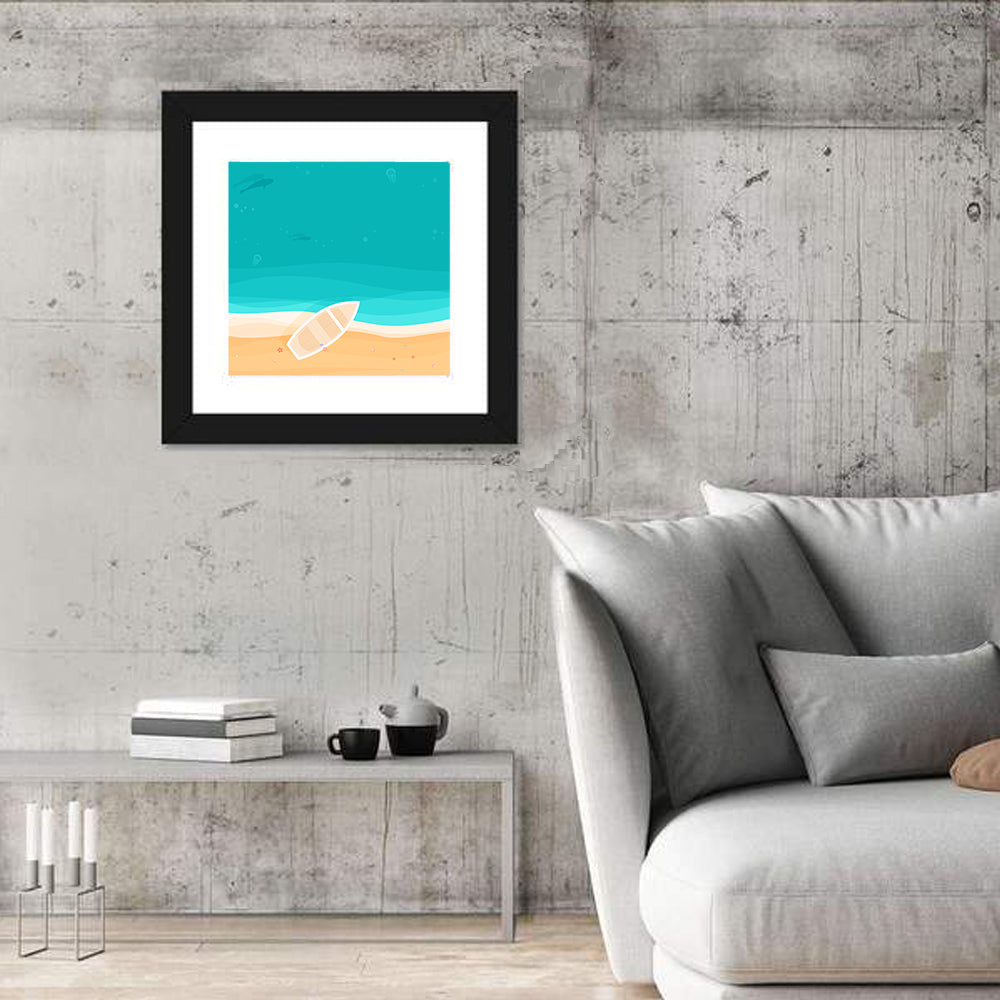 Sandy Beach Aerial Illustration Wall Art