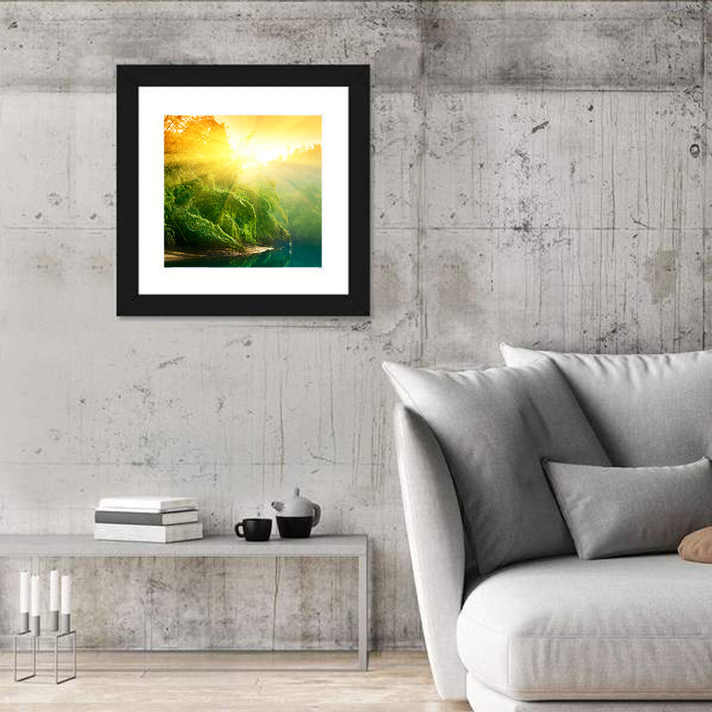 Golden Bamboo Riverbank Wall Art