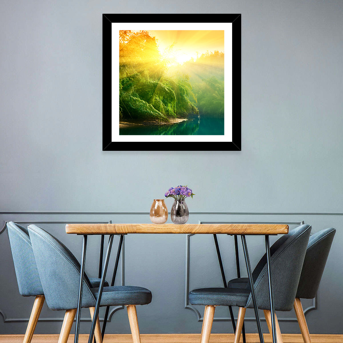 Golden Bamboo Riverbank Wall Art