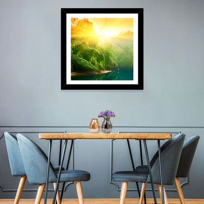 Golden Bamboo Riverbank Wall Art