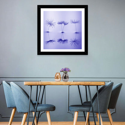 Blue Dandelion Seeds with Reflections Wall Art