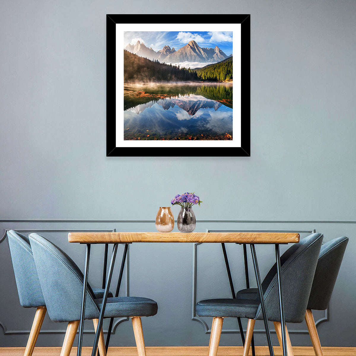 Morning Mist Mountain Lake Wall Art