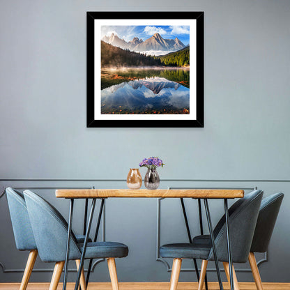 Morning Mist Mountain Lake Wall Art