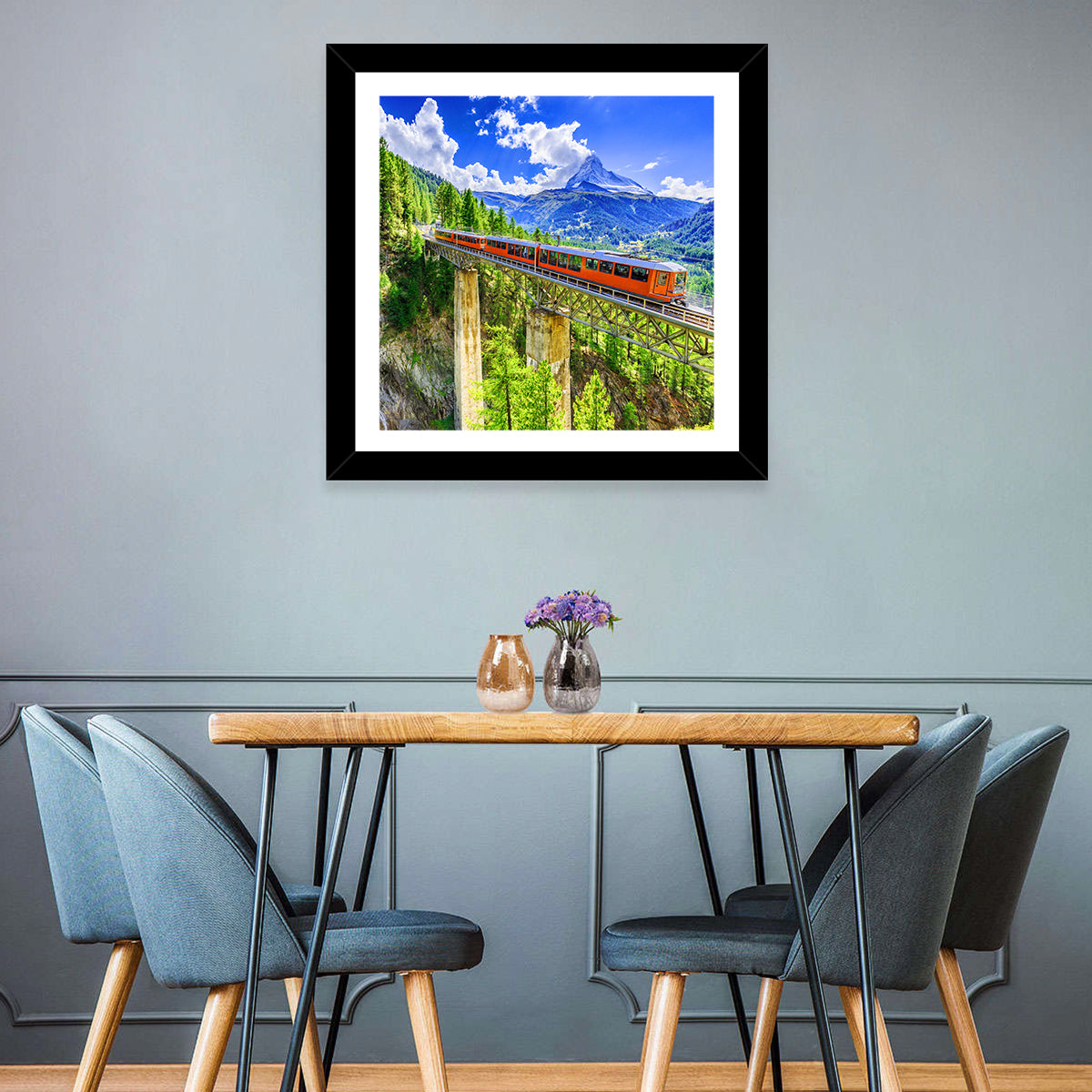 Gornergrat Tourist Train Wall Art in a room, square