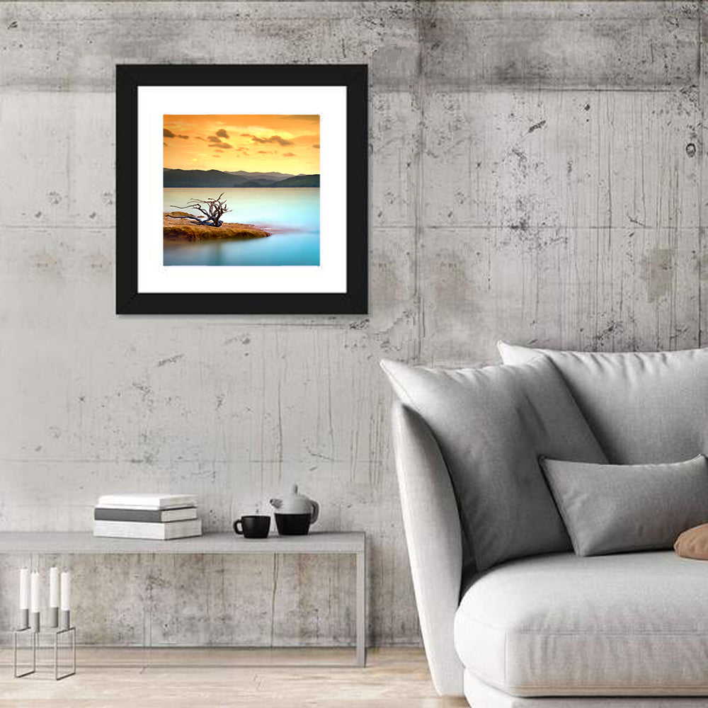Gnarled Driftwood at Turquoise Lake Wall Art