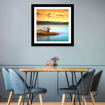 Gnarled Driftwood at Turquoise Lake Wall Art