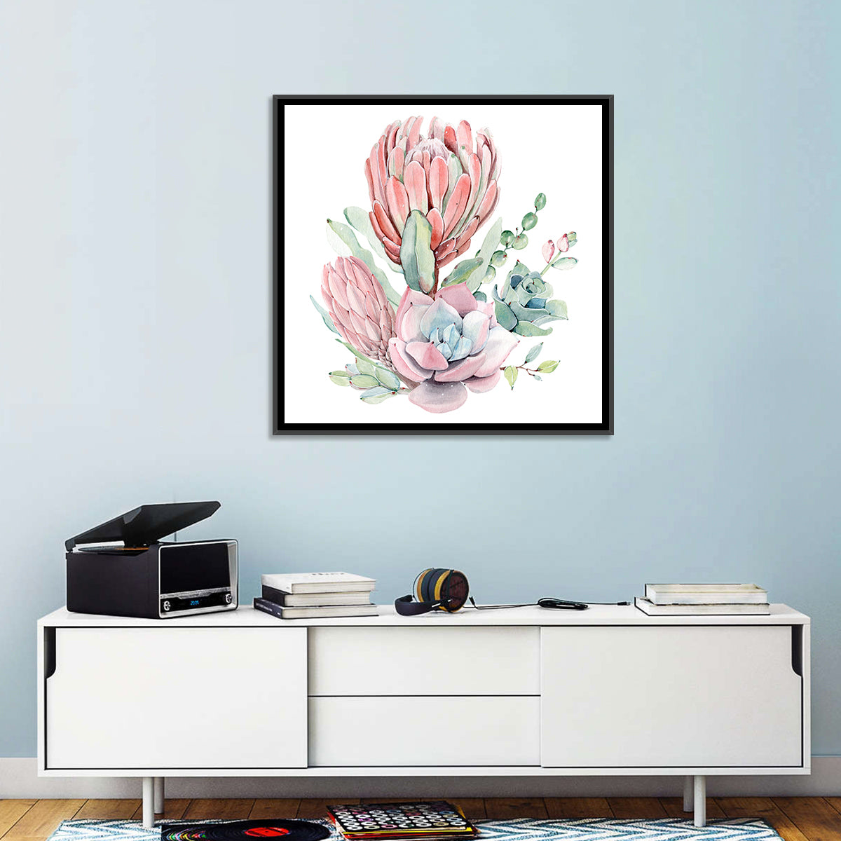 Pink Protea Succulent Bouquet Wall Art