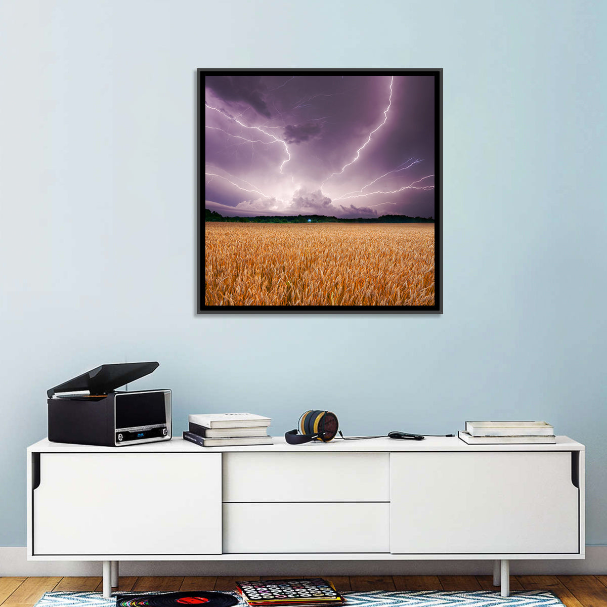 Lightning Over Wheat Field Wall Art