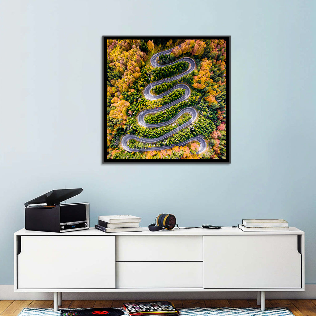 Autumn Winding Forest Road Wall Art