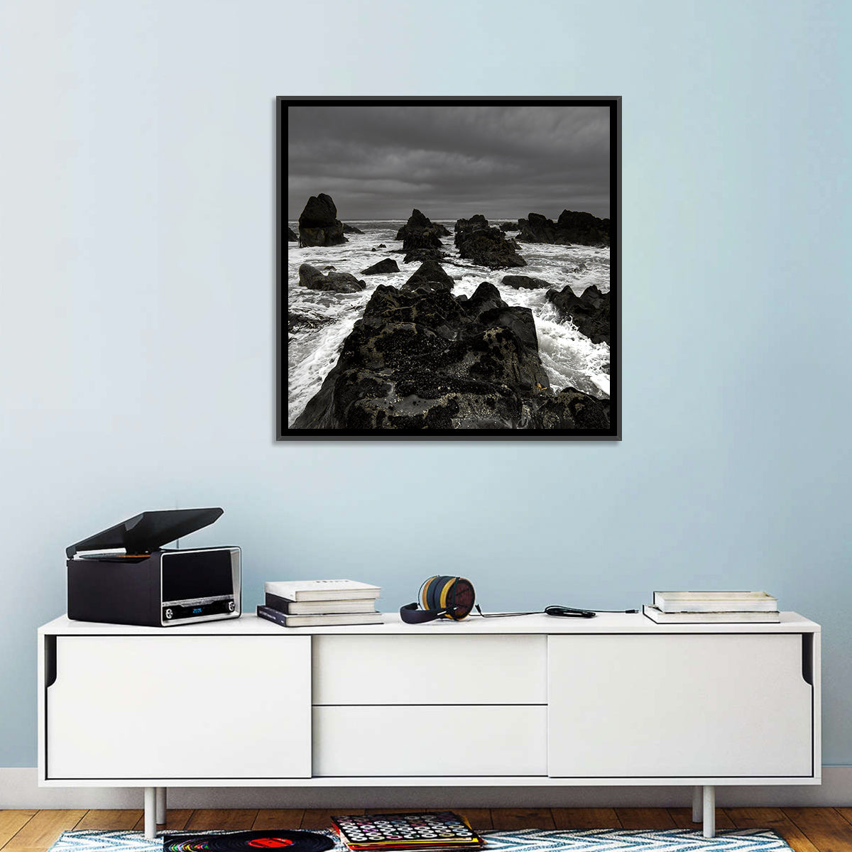 Rocky Beach Waves Wall Art