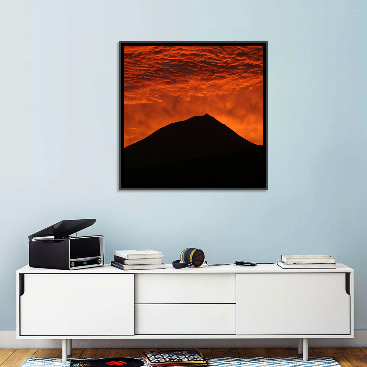 Pico Island Volcano Silhouette at Sunset Wall Art