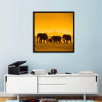 Elephant Family Silhouette Wall Art