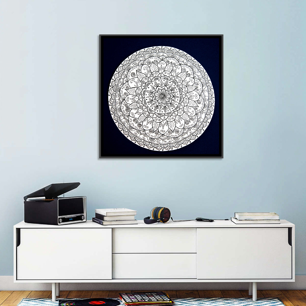Navy Ornamental Mandala Wall Art