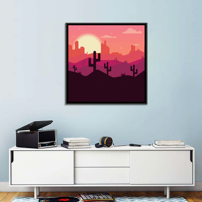 Desert Sunset with Saguaro Silhouettes Wall Art