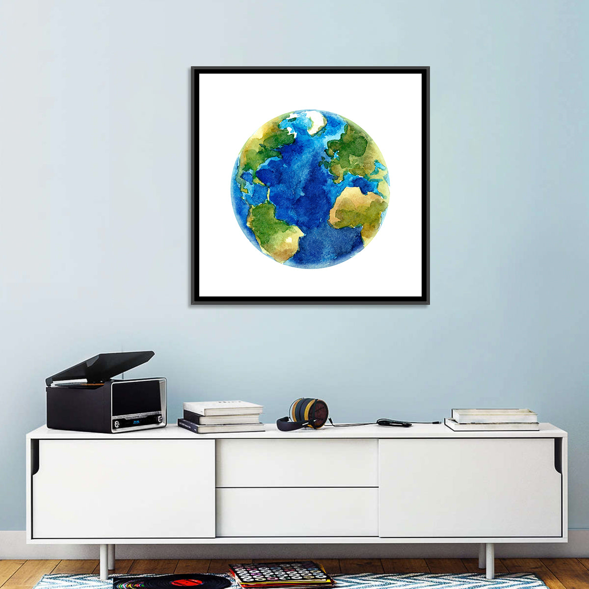 Watercolor Earth Globe Wall Art